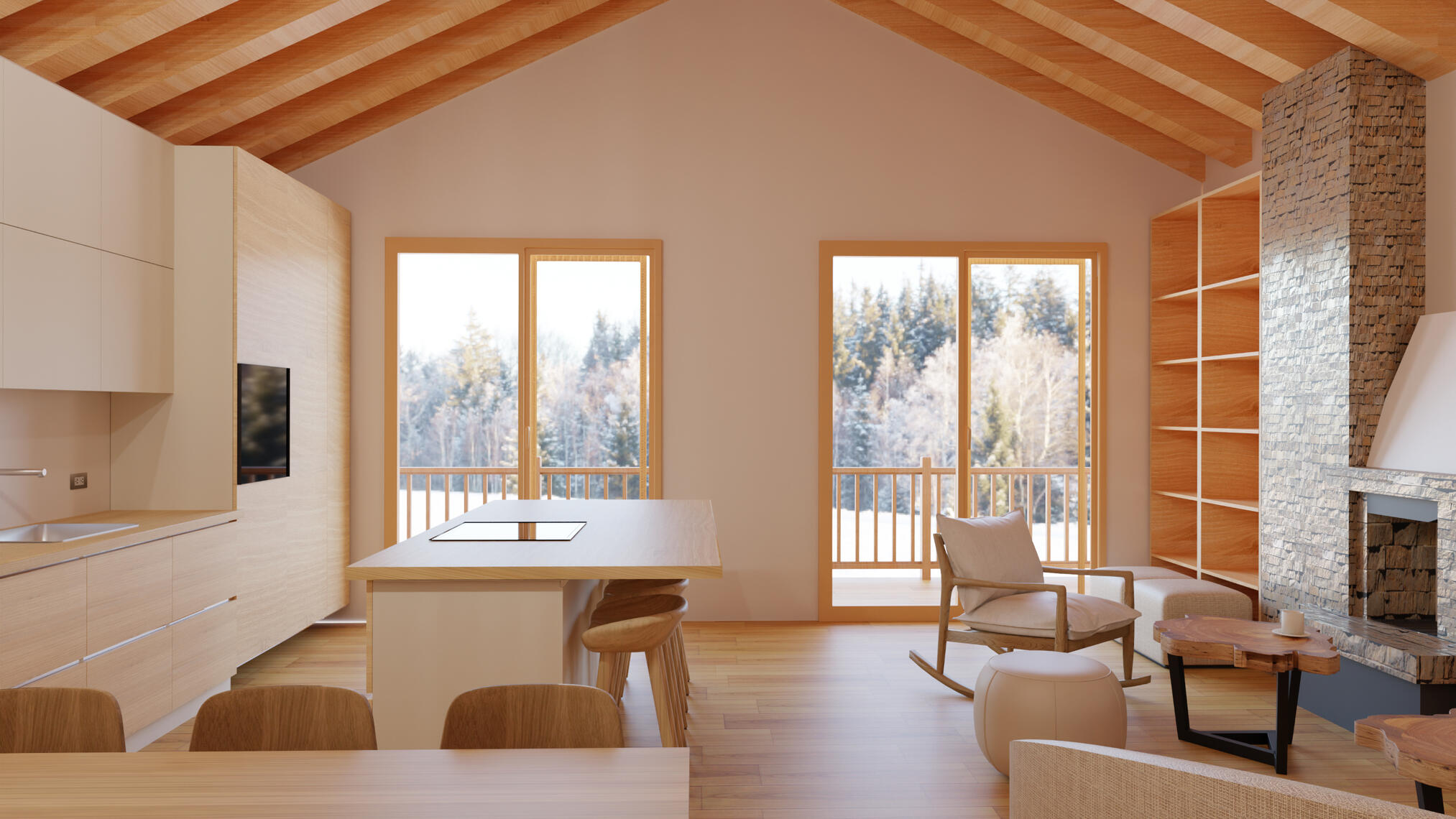 Living Room, Kitchen &amp; Chimeney