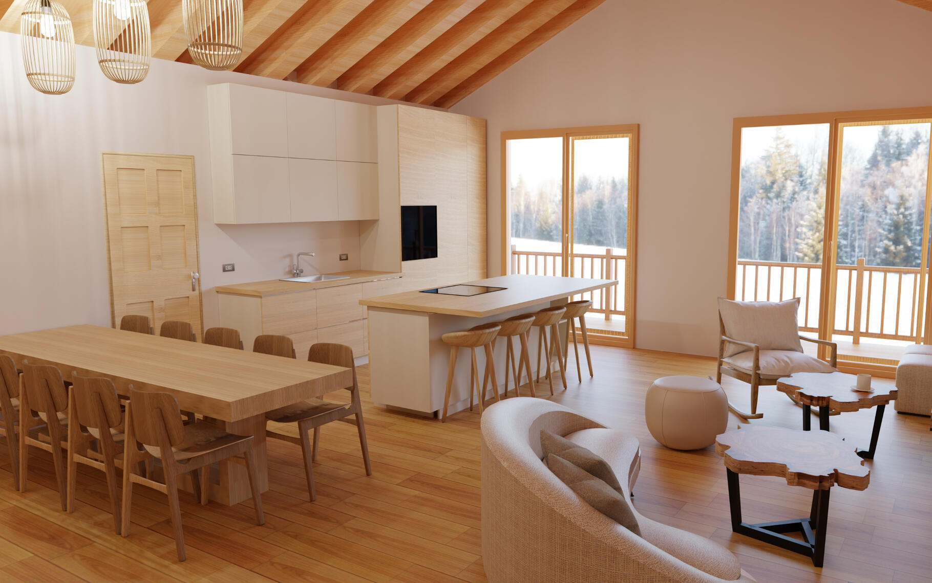 Living Room, Dining Room &amp; Kitchen